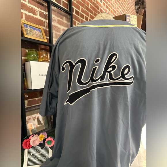 Vintage 90's Nike Cursive Hand Writing Big Logo Baseball Jersey Shirt xXL Rare - Picture 2 of 6